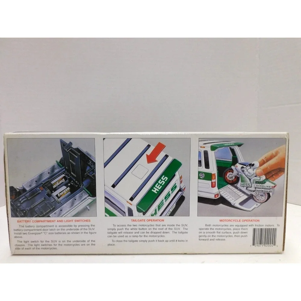 Hess Sport Utility Vehicle and Motorcycles SUV Toy Set Green White Chrome DW742